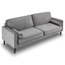 Sarantino Faux Velvet Sofa Bed Couch Furniture Lounge Suite Seat Grey-2