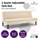 Sarantino 3 Seater Modular Faux Linen Fabric Sofa Bed Couch - Beige-2