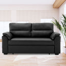Sarantino Faux Leather Sofa Bed Couch Lounge - Black-2