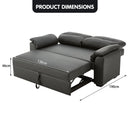 Sarantino Faux Leather Sofa Bed Couch Lounge - Black-6