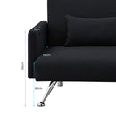 Sarantino  Mia 3-Seater Sofa Bed with Chaise & 3 Pillows - Black-6