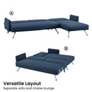 Sarantino Mia 3-Seater Sofa Bed with Chaise & 3 Pillows - Blue-8
