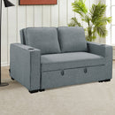 Sarantino Hoffman Linen Sofa Bed with Cushions & Cup Holders Airforce Blue-10