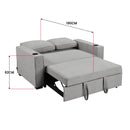 Sarantino Hoffman Linen Sofa Bed Chair With Cushions &cup Holders Light Grey-4