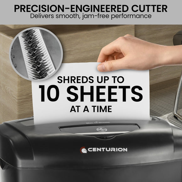 Centurion 21L Cross-Cut Office Shredder 10-Sheet Paper, CD & Credit Card Security