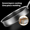 316 Stainless Steel Frying Pan Non-Stick Cooking Frypan Cookware 32cm Honeycomb Double Sided without lid-5