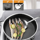 316 Stainless Steel Frying Pan Non-Stick Cooking Frypan Cookware 32cm Honeycomb Single Sided without lid-3