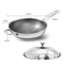 316 Stainless Steel 34cm Non-Stick Stir Fry Cooking Kitchen Wok Pan without Lid Honeycomb Double Sided-8