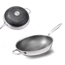 34cm 304 Stainless Steel Non-Stick Stir Fry Cooking Kitchen Wok Pan without Lid Honeycomb Double Sided-6