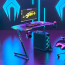 120cm New Arrive Computer Table Z Shaped Gaming Desk With RGB Led Lights Gaming Tables-11