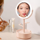 Ecoco Smart LED Light Cosmetic Makeup Mirror USB Touch Screen Home Desk Vanity 360° Pink-5