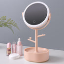 Ecoco Smart LED Light Cosmetic Makeup Mirror USB Touch Screen Home Desk Vanity 360° Pink-12