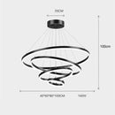 Black 5 Rings Minimalist LED Pendant Light Adjustable Circular Chandelier-6