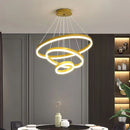 Gold 4 Rings Minimalist LED Pendant Light Adjustable Circular Chandelier-11