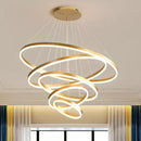 Gold 5 Rings Minimalist LED Pendant Light Adjustable Circular Chandelier-1