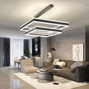 Modern Minimalist Square Pendant Light Adjustable LED Chandelier Double Layer(straight base)-6