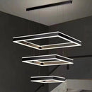 Modern Minimalist Square Pendant Light Adjustable LED Chandelier Triple Layer(straight base)-1
