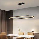 Modern Minimalist Oval Pendant Light Adjustable LED Chandelier Black-1