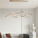 Nordic Minimalist Rose Gold LED Pendant Light Adjustable Modern Ring Chandelier 150cm-1