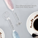 USB Charging Electric Egg Beater Milk Frother Handheld Drink Coffee Foamer White with 2 Stainless Steel Whisks-2