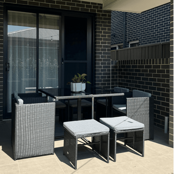 Horrocks 8 Seater Outdoor Dining Set-Black