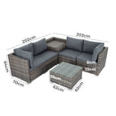 6PCS Outdoor Modular Lounge Sofa Coogee-Grey-15