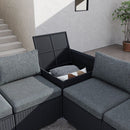 Large Modular Outdoor Ottoman Lounge Set in Black-4