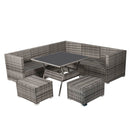 8PC Outdoor Dining Set Wicker Table &amp; Chairs-Grey-5