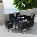 Outdoor Minimalist Black Wicker 6-Seater Dining Set-1