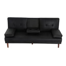 3 Seater Adjustable Sofa Bed With Cup Holder Black-8