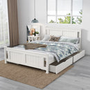 2 x Wooden Bed Frame Storage Trundle Drawers-White-5