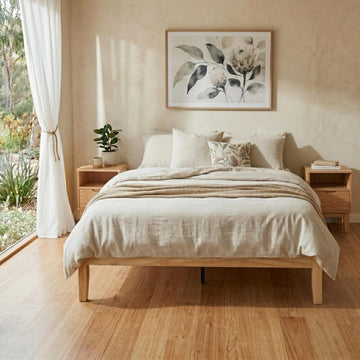 Warm Wooden Natural Bed Base Frame – Double - 0