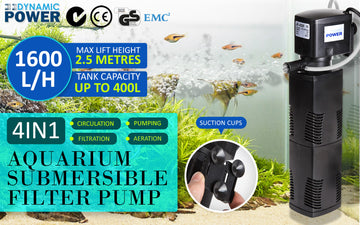 Aquarium Submersible Filter Pond Pump 1600L/H 35W 2.5m - 0