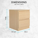 Bedside Table Side Storage Cabinet Nightstand Bedroom 2 Drawer JOSS OAK-9