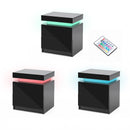 2X Bedside Table 2 Drawers RGB LED Bedroom Cabinet Nightstand Gloss AURORA BLACK-4