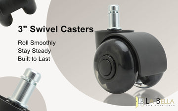 5X 2'' Twin Wheel Office Chair Casters - Slient Smooth, 11x22mm Stem - 0