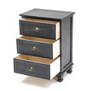 2X Bedside Table 3 Drawer Vintage Side Table Storage Cabinet Bedroom CLARA BLACK-3