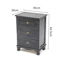 2X Bedside Table 3 Drawer Vintage Side Table Storage Cabinet Bedroom CLARA BLACK-11