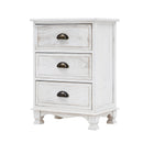 Bedside Table 3 Drawer Vintage Side Table Storage Cabinet Bedroom CLARA WHITE-1