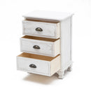 Bedside Table 3 Drawer Vintage Side Table Storage Cabinet Bedroom CLARA WHITE-3