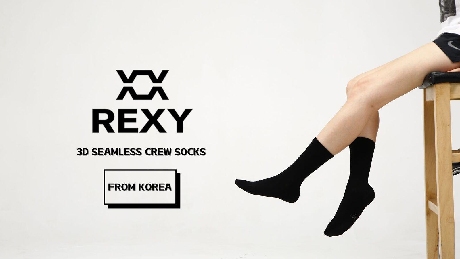 5X Rexy 3D Seamless Crew Socks Medium Slim Breathable BLACK - 0