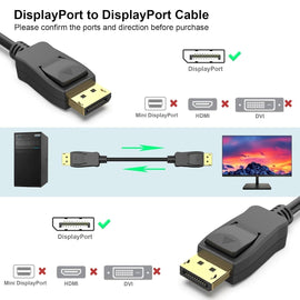 BENFEI 000200BK [VESA Certified] DP to DP Male to Male Cable 3M Supports 8K@60Hz Compatible with Lenovo, Dell, HP, ASUS and More - 0