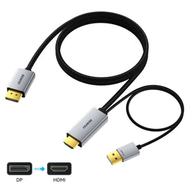 BENFEI 000419GY 8K DisplayPort V1.4 to HDMI V2.1 Aluminum Shell, Nylon Braided Cable 1.8M - 0