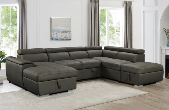 Plush Sleeper Modular Chaise Lounge - Charcoal