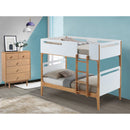 Baby Rose Single Bunk Bed Frame Solid Rubber Timber Wood Loft Furniture - White-2