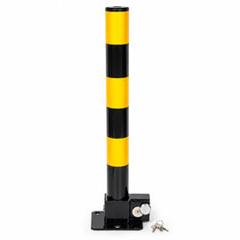 Heavy Duty Fold Down Parking Bollard Lockable Safety Post Yellow Black 61cm