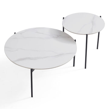 Interior Ave - Bianco Nested Coffee Table Set - White Marble Stone - 0