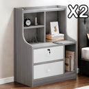 2x bedside table pair lockable drawer curved sides modern design bedroom-1