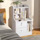2x Bedside table set modern minimalist lockable drawer open storage unit-11