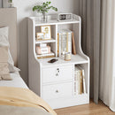 2x Bedside table set modern minimalist lockable drawer open storage unit-12